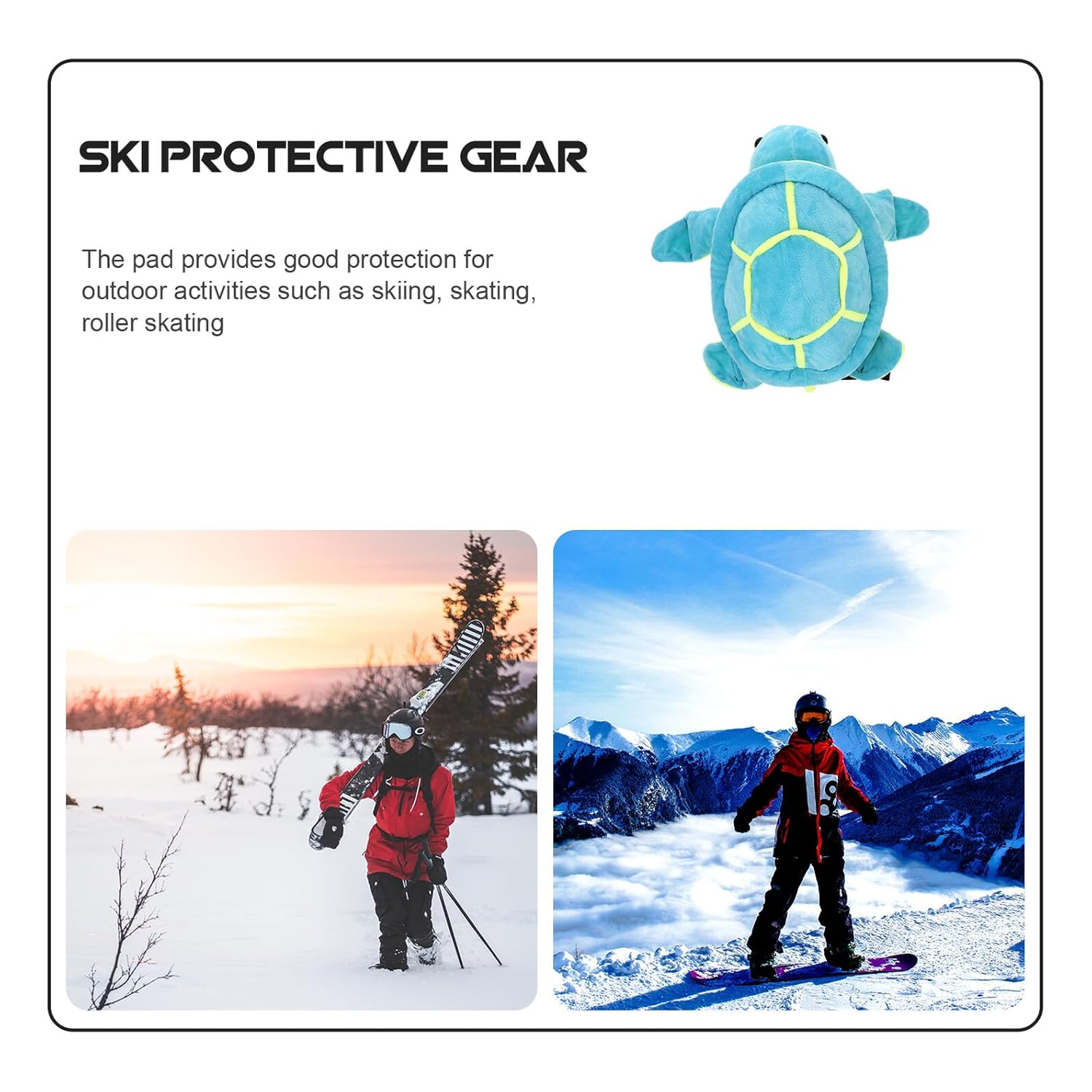 2pcs Turtle Skiing Pads Plush Drop Resistance Outdoor Knee Pads for Adults and Winter Sports Safety