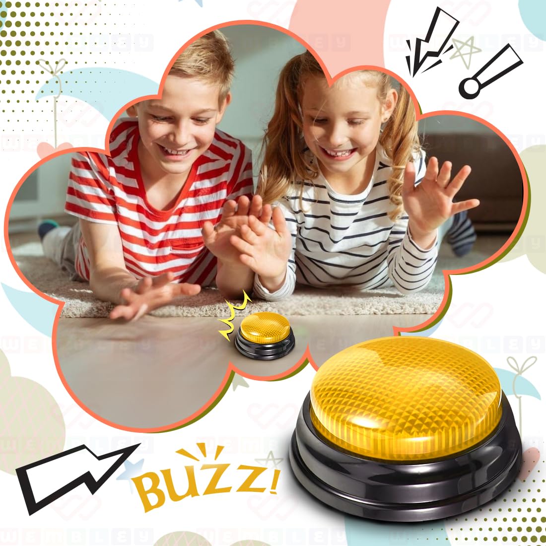 Wembley Buzzer for Games Project Quiz with Buzz Sound & Lights Battery Operated Portable Compact Non-Toxic Safe Answer Buzzer for Kids Adults Teacher – Pack of 1 - Image 4 thumbnail