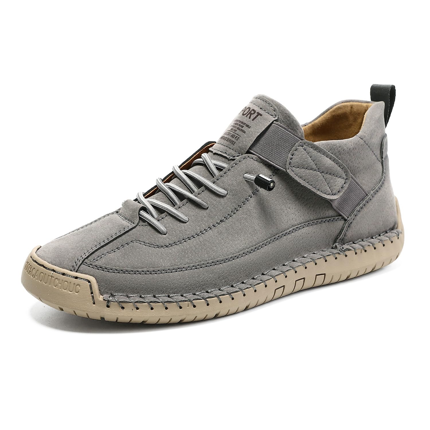Stivaletti da uomo in pelle, con cuciture a mano, con fascia elastica regolabile, invernali, casual, antiscivolo, mocassini da passeggio retrò alti