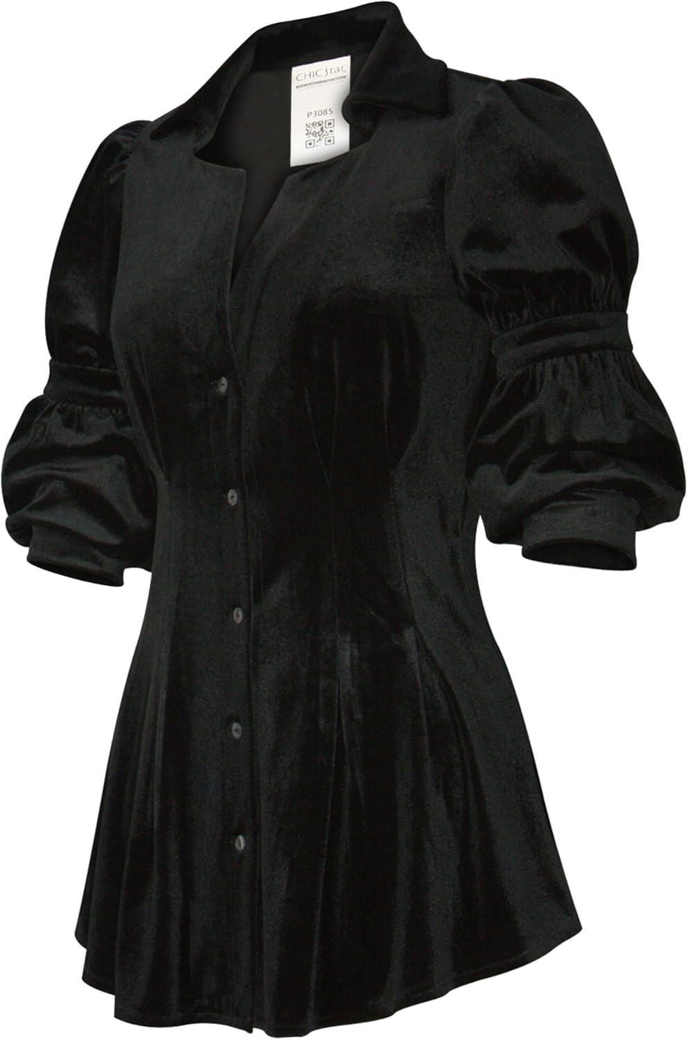 CHIC STAR Womens Velvet Ruffle Blouse - Image 2