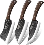 HOSHANHO Butcher Knife Set, Hand Forged Butcher Chef Knife Set with Roll Bag, Sharp Meat Cleaver Knife & Bone Chopper Knives & Fillet Knives for Home & Camping & BBQ Gift for Men