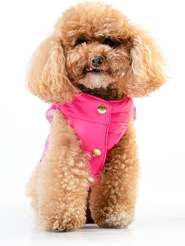 Miniatura 3 de ReverPaw Polyester Two Color Tone Reversible Leash Hole Breathable and Warm Dog Jacket (Pink Fucshia, S, Small)