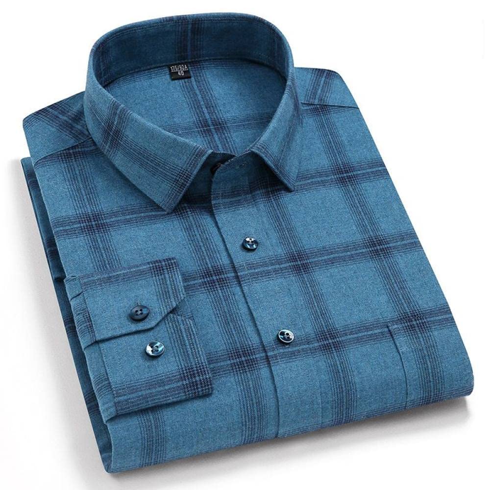 IIK Camicia in Cotone A Maniche Lunghe da Uomo,Camicia Casual A Maniche Lunghe da Uomo, Camicia Casual di Flanella Scozzese da Uomo Camicie di Cotone A Quadri A Maniche Lunghe con Tasca sul Petto