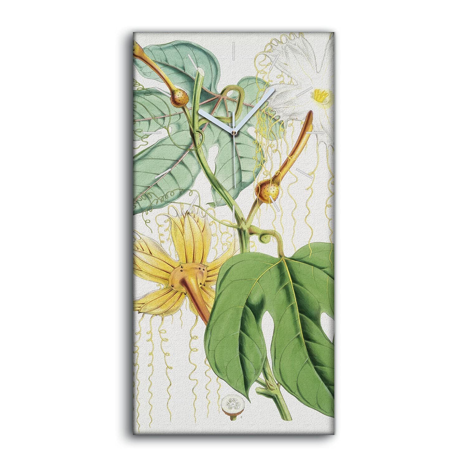 Horloge sur toile fleurs abstraites Coloray silencieuse 30x60cm pour salon