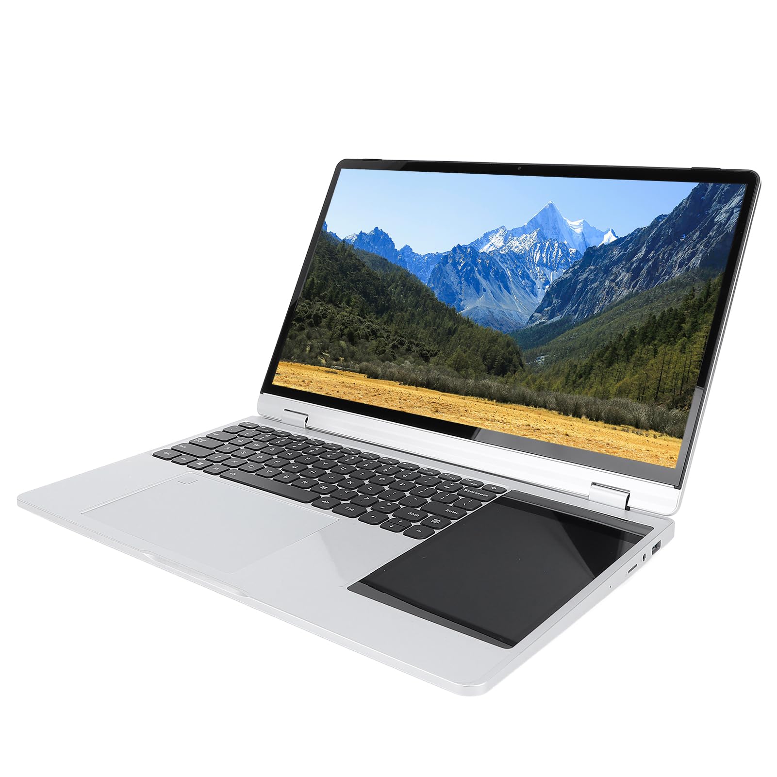 15.6in Computer per Laptop a Doppio Schermo, Tastiera Retroilluminata Ergonomica per Wins 11 PRO, PC per Laptop a Doppio Schermo per Lavoro/Multitasking, 32 GB RAM 256G Memoria Disco Rigido