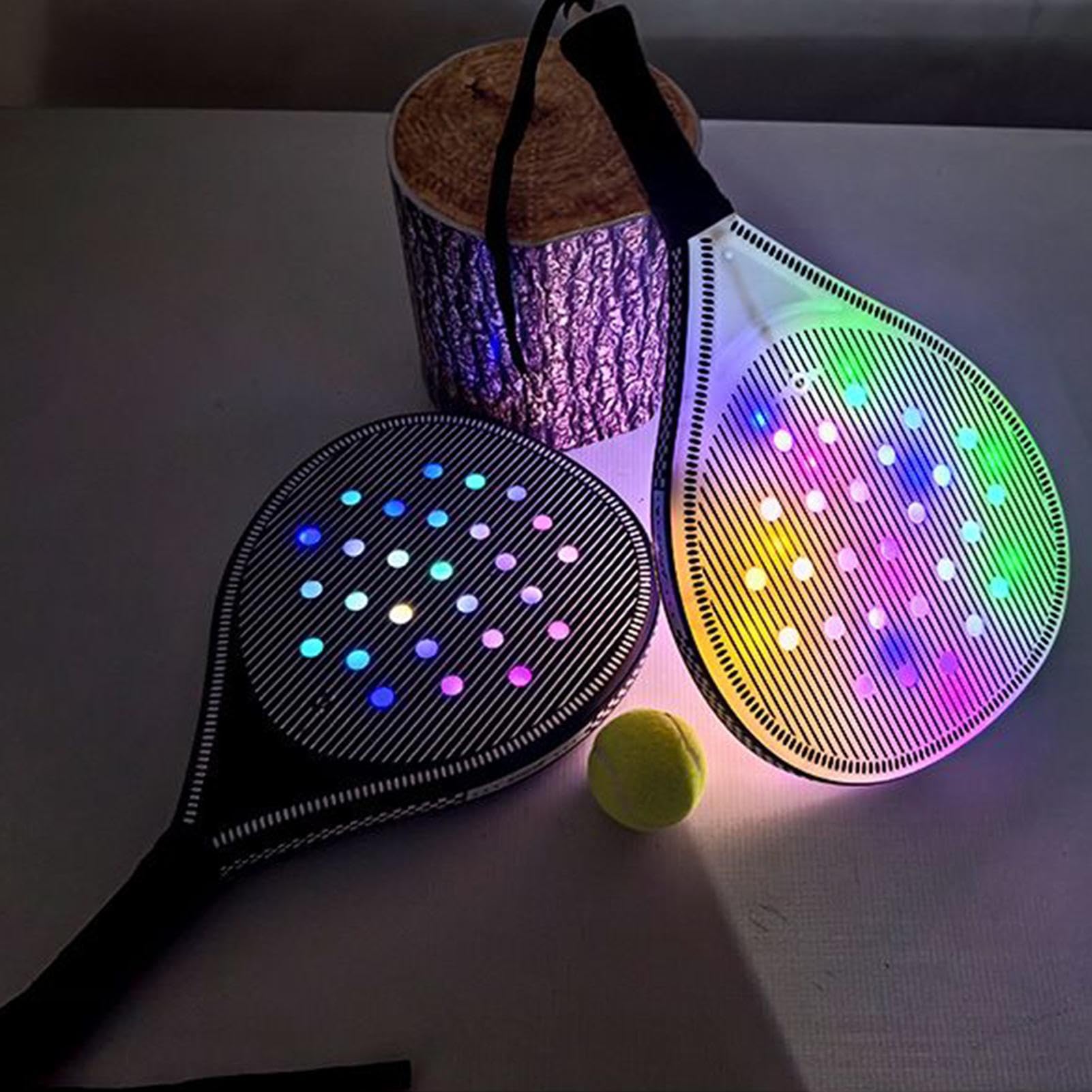 Rakieta Tenisowa Męska Świecący Zestaw Do Gry W Paddle Plażowe Z USB | Sportowe Akcesoria Do Tenisa Z Włókna Węglowego Dla Młodzieży I Dorosłych Do Codziennego Treningu I Podróży