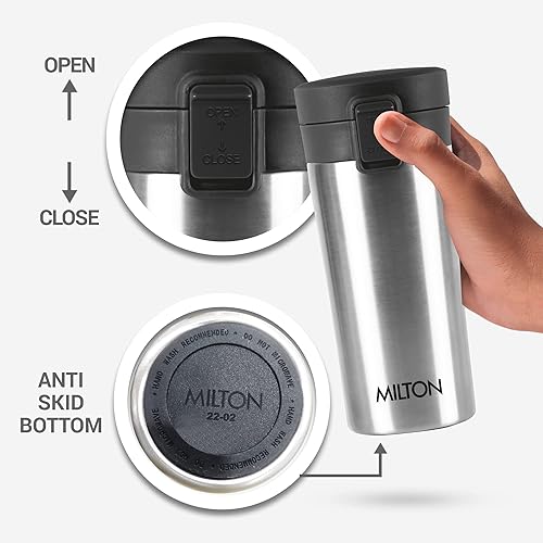 Miniatura 3 de Milton Taza de café aislada con tapa (10 oz) 10.1 fl oz, taza de viaje, a prueba de derrames, a prueba de fugas, tazas térmicas de acero inoxidable