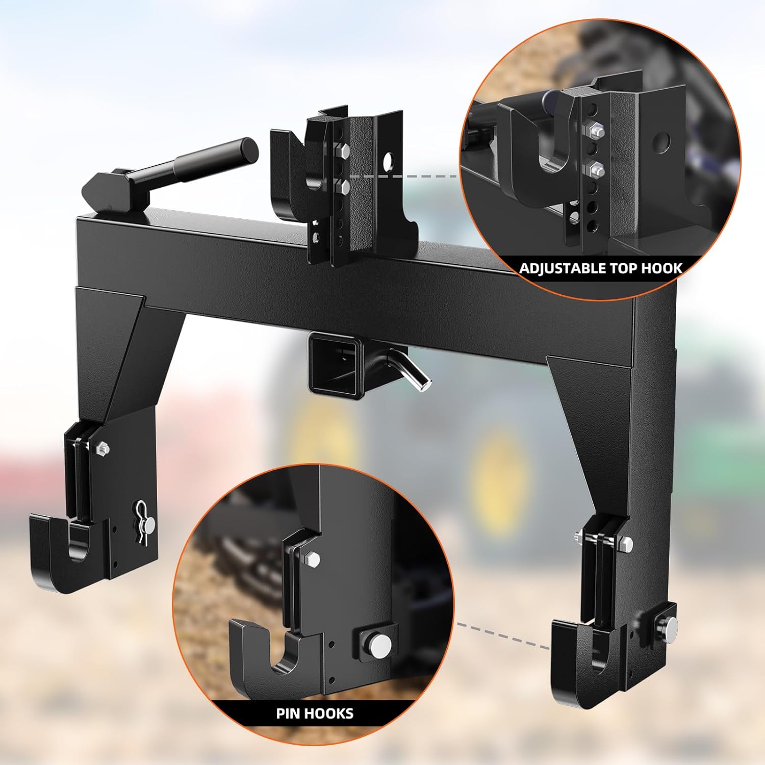 PeakPursuit 3000LBS 3 Point Quick Hitch, Black