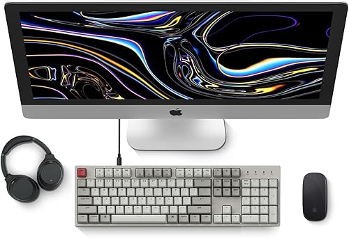 Miniatura 2 de Keychron C2 - Teclado mecánico con cable de tamaño completo compatible con Mac, interruptor rojo, 104 teclas ABS retro color teclado para juegos