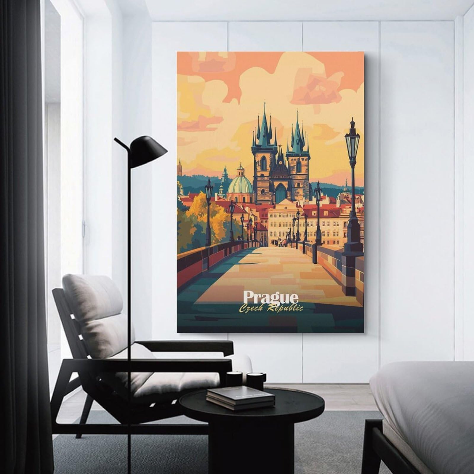 Junmoney Prague Cityscape(3) Canvas Wall Art 08x12inch(20x30cm), for Workspace Walls, Study Corners Or Bedrooms, Wall Art That Adds Style to Work Areas
