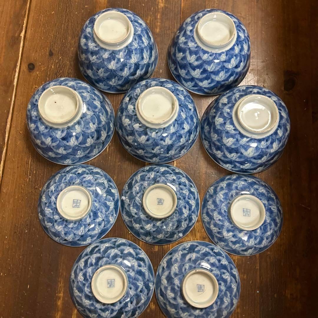 古伊万里 手描き 江戸期 江戸時代 骨董品 龍の図 蓋付き 飯碗 5