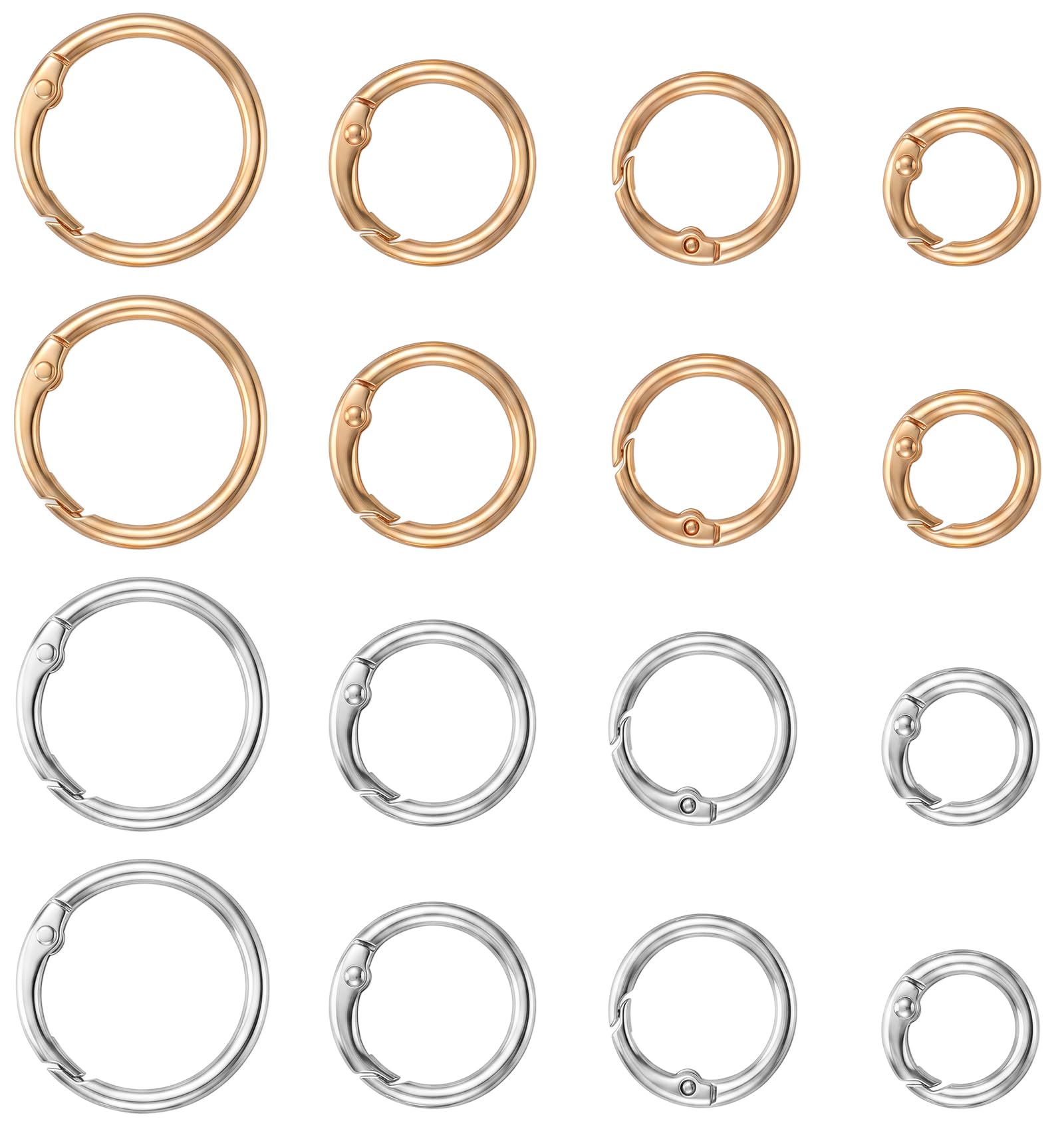 16 Pcs Spring O Rings, Metal Spring Snap Clip Hooks for Bag Purse