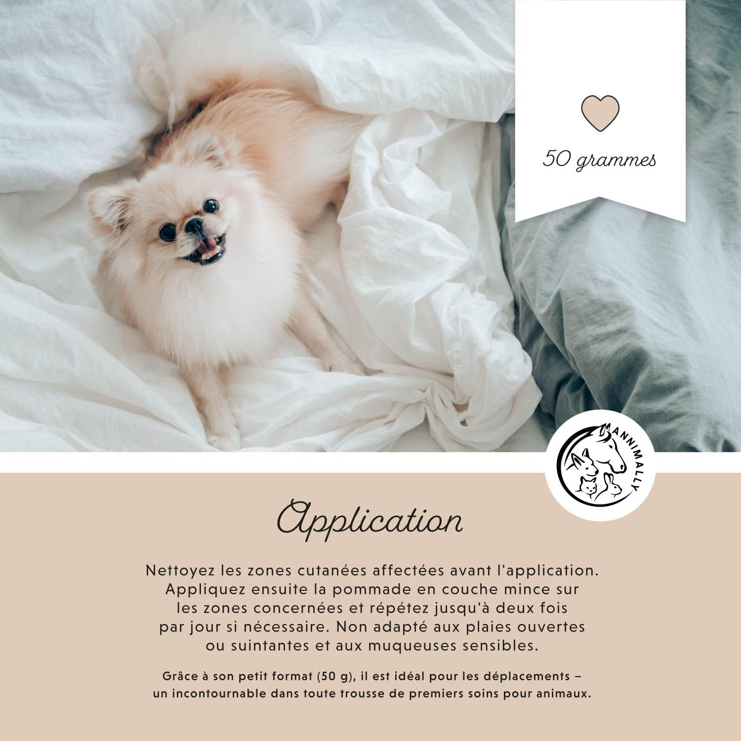 Pommade au Foie de morue et au Zinc pour Chiens 50g - Pommade pour blessures, eczéma et escarres - Baume pour Chiens, Chats, Chevaux et Petits Animaux avec du Zinc, de l'huile de Foie de morue