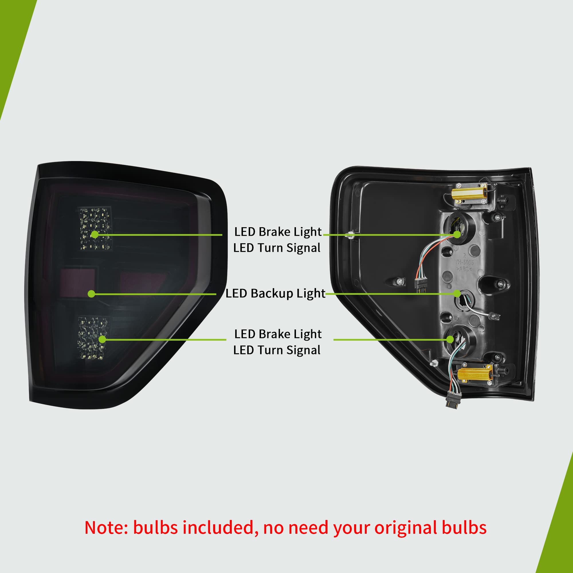 AUTOSAVER88 LED Rear Tail Lights Compatible with 2009-2014 Ford F150 F-150(Do not fit Flareside) Tail Lamps Replaces Tail Light Rear Brake Lamp Left & Right Side