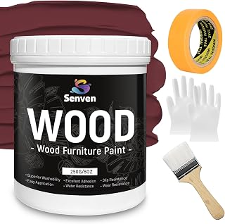 Wood Paint 8-ounce Brown Paint for Wood Furniture Cabinets Doors Tables Dressers, with Tools, Water-Based, Non-Toxic & Odorless, Fast Dry, Acrylic, Matte Finish Brown