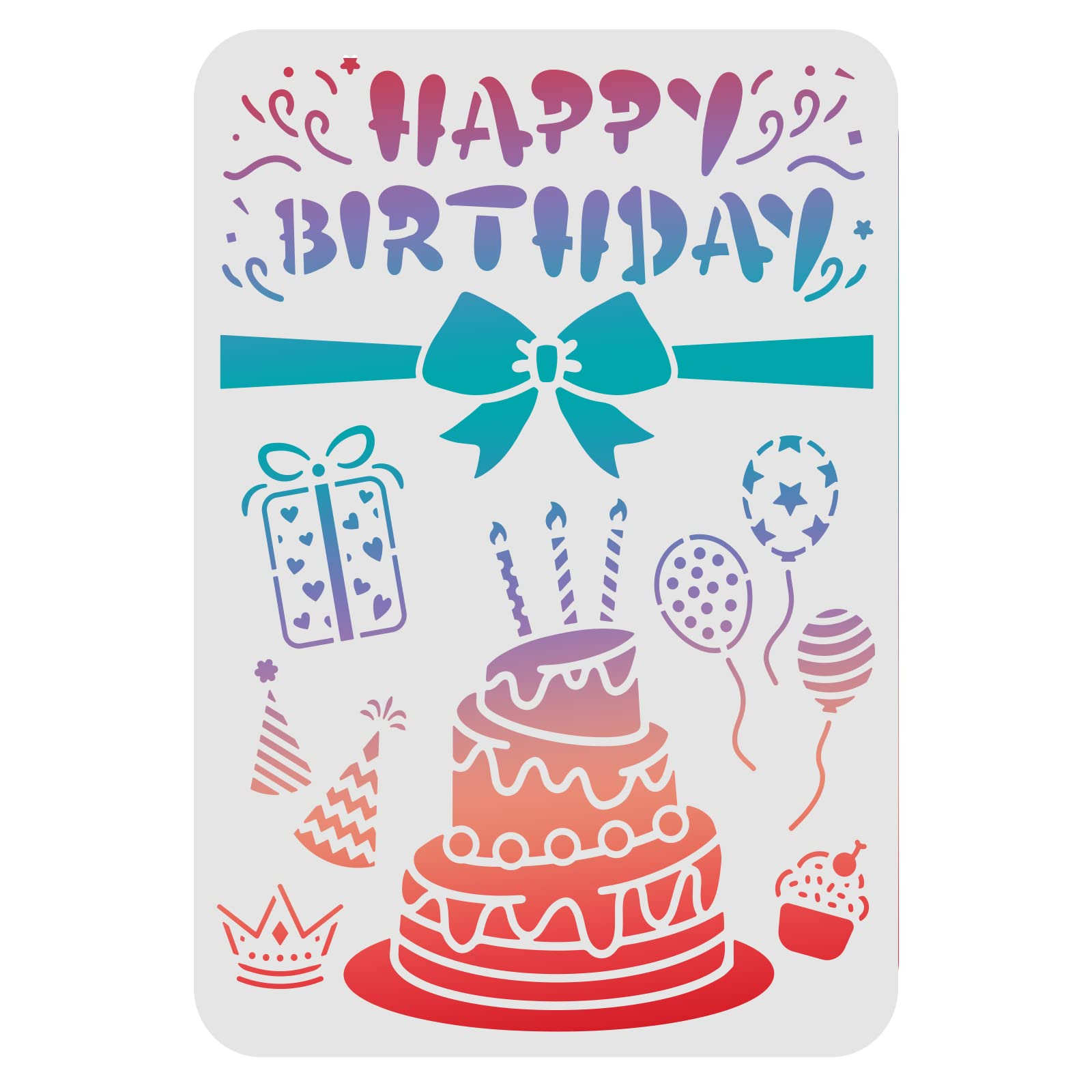 FINGERINSPIRE 6er Set Happy Birthday Malschablonen 15x15 Cm – Wiederverwendbar Aus PET