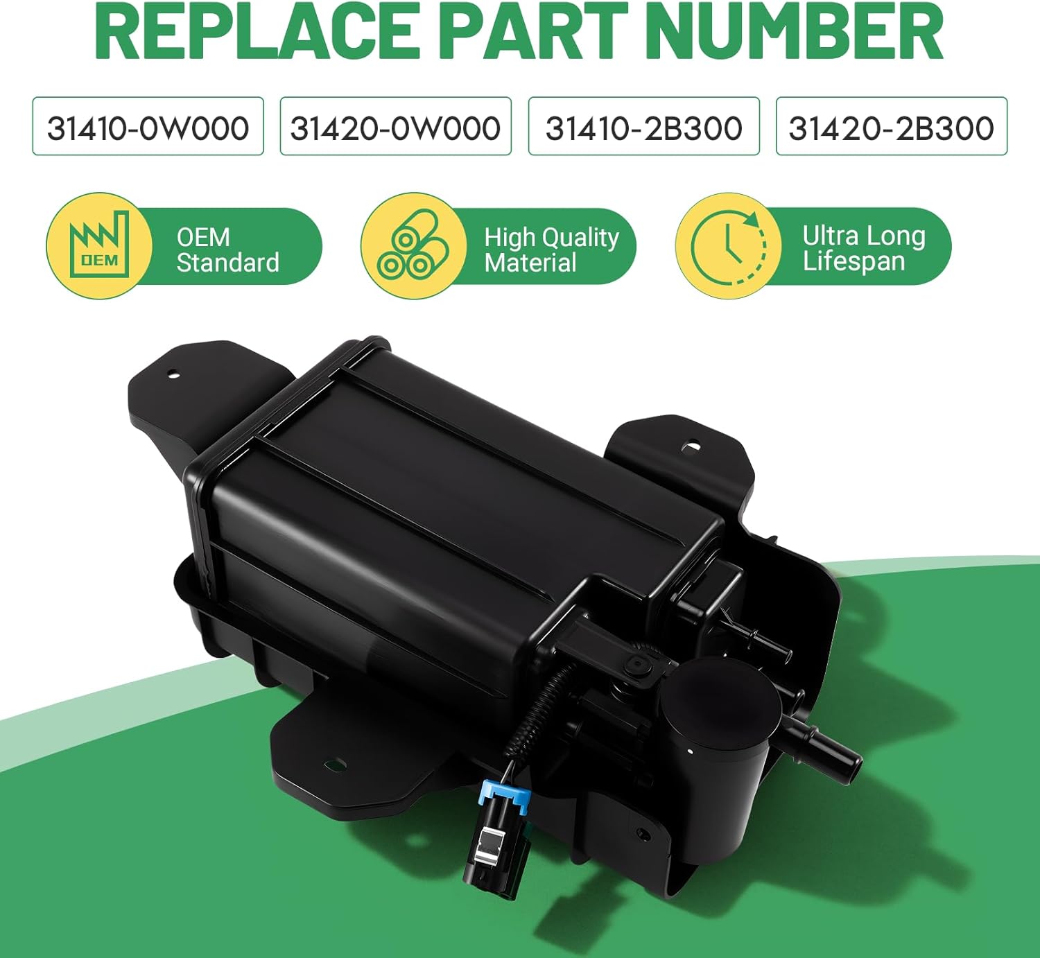 Fuel Vapor Canister & Holder Assembly Compatible with Hyundai Santa Fe 2007 2008 2009 2.7L 3.3L V6, Evap Emission Charcoal Canister Replace 31410-0W000 31410-2B300, CP3262