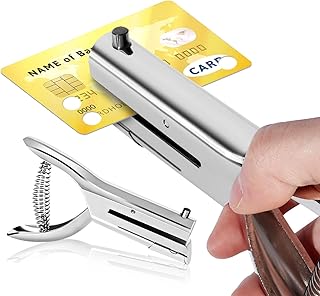 Hole Punch Single Hole Puncher Heavy Duty 1 Hole Puncher Portable Hand Held Paper Punch for Business Cards, Card Sleeves, Mobile Phone Films, PVC Food Packaging Hard Plastic Bags(1/8-3mm), Silver
