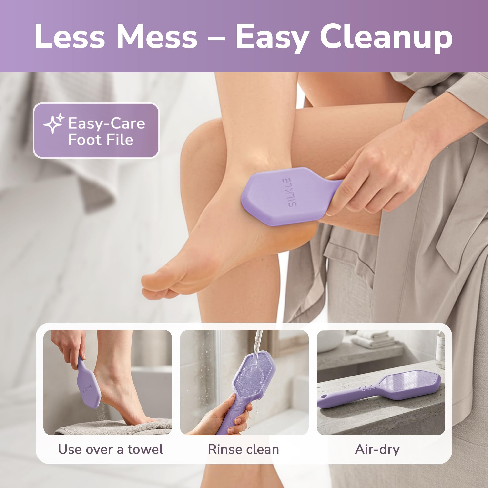 SILKLE Détachant en silicone pour les pieds – Lime à pied en verre nano pour peaux mortes et talons fissurés – Éliminateur de callosités pour pieds et peaux dures – Gommage ergonomique pour pieds doux