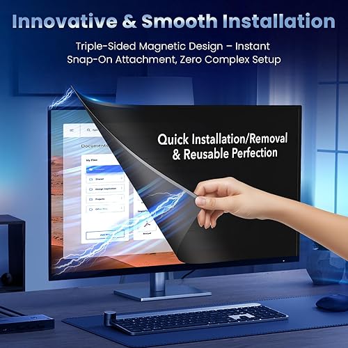 Miniatura 2 de Filtro magnético de pantalla de privacidad para monitor de 24 pulgadas para computadora sin marco, relación de aspecto 16:9, protección ocular