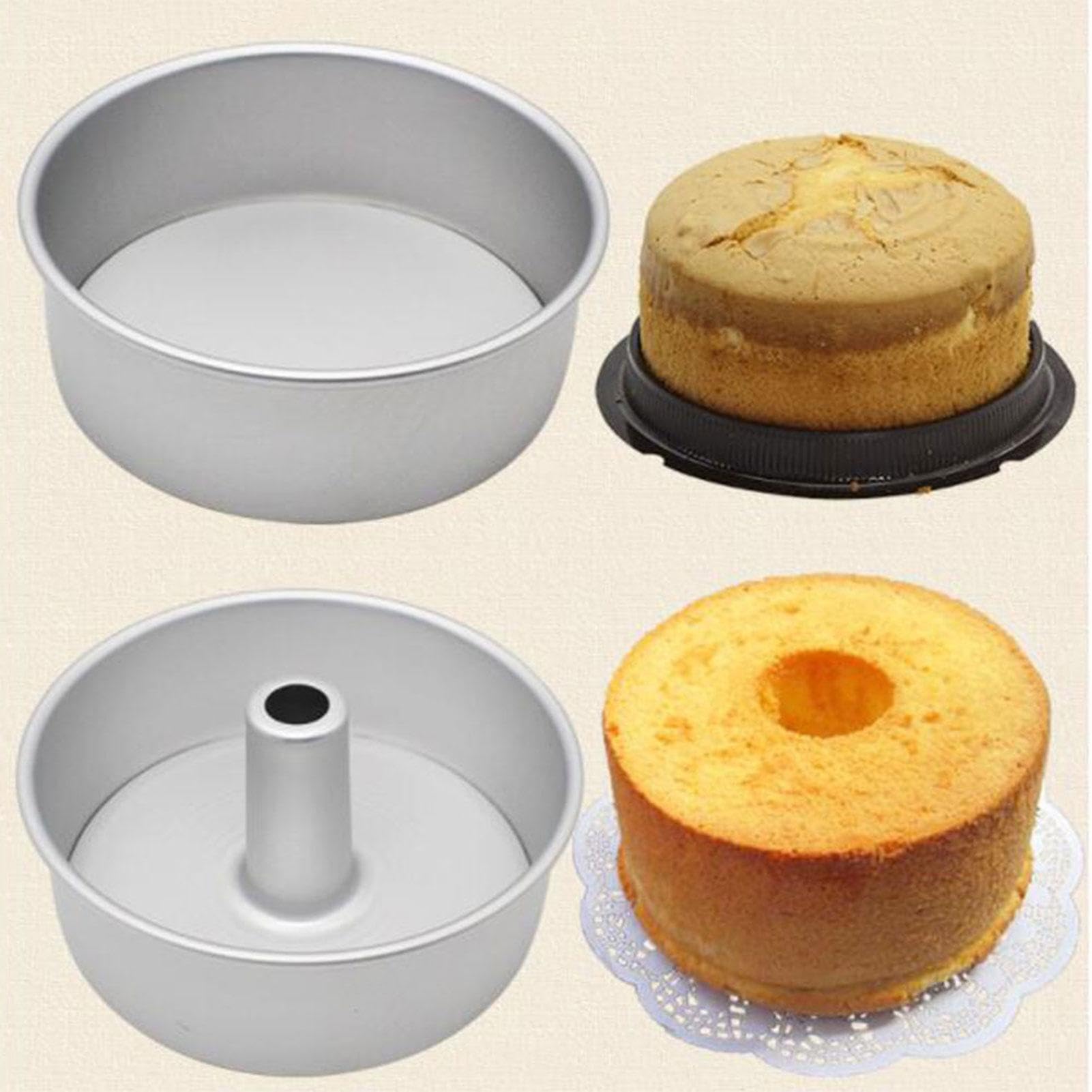 Molde de gasa para hornear tartas, molde de gasa para tartas, molde redondo de fondo suelto para cupcakes, molde redondo de acero inoxidable para hornear pasteles de gasa, hueco (17 x 14,3 x 7,1 cm)