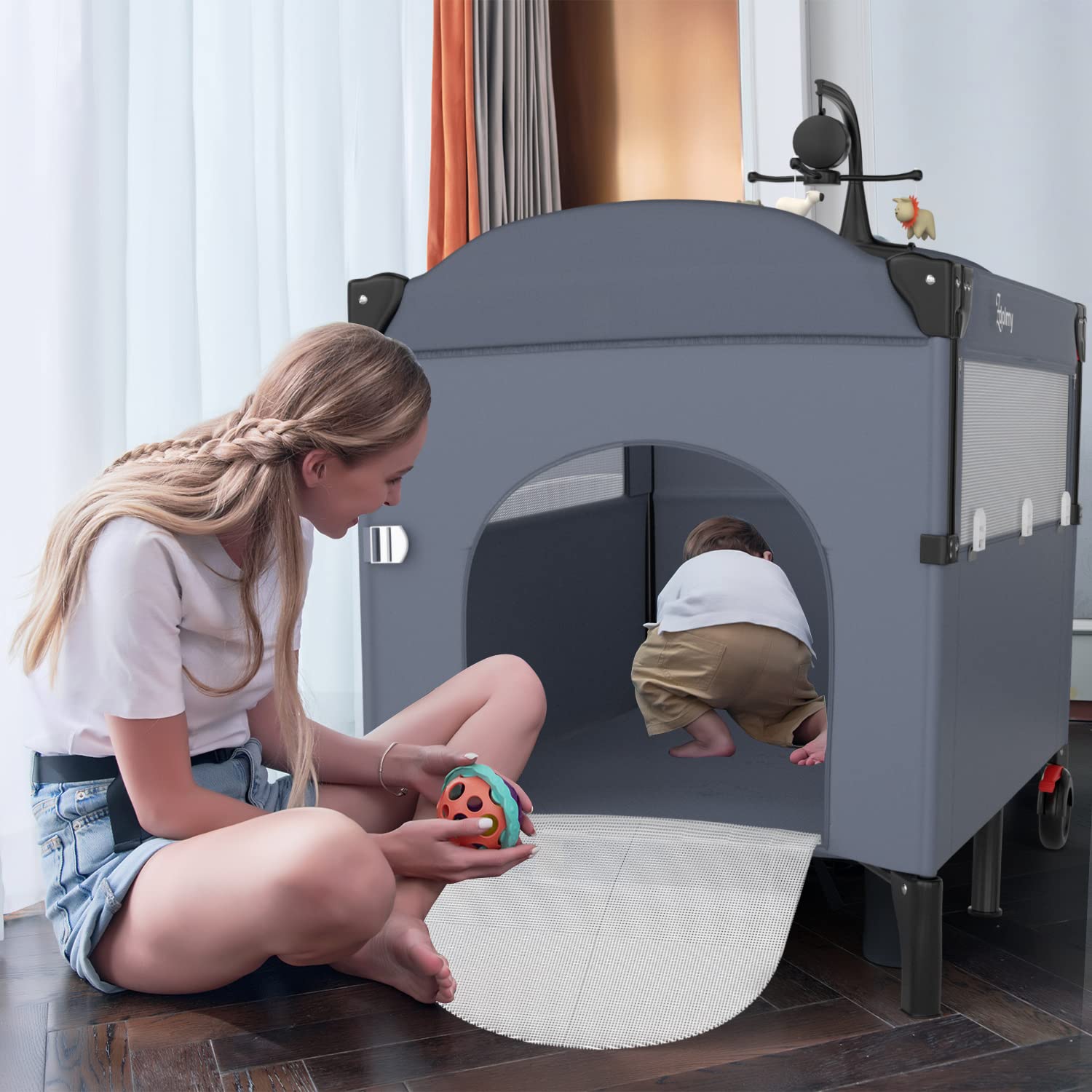 Baby Bedside Sleeper Portable Baby Crib, Adjustable Bed Side