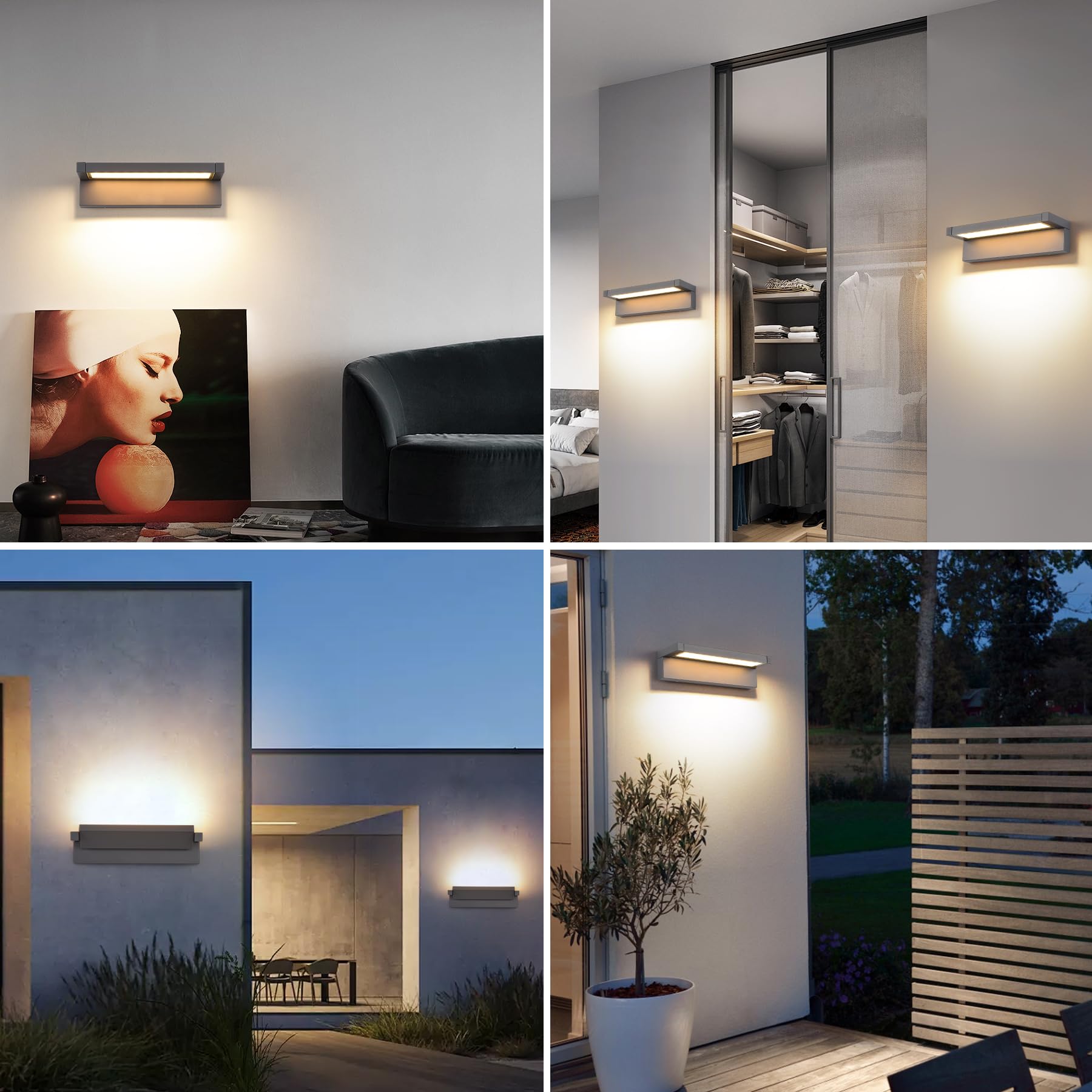 KUKAK 36W Applique Murale,Angle de Lumière Réglable,3000K,Gris Foncé