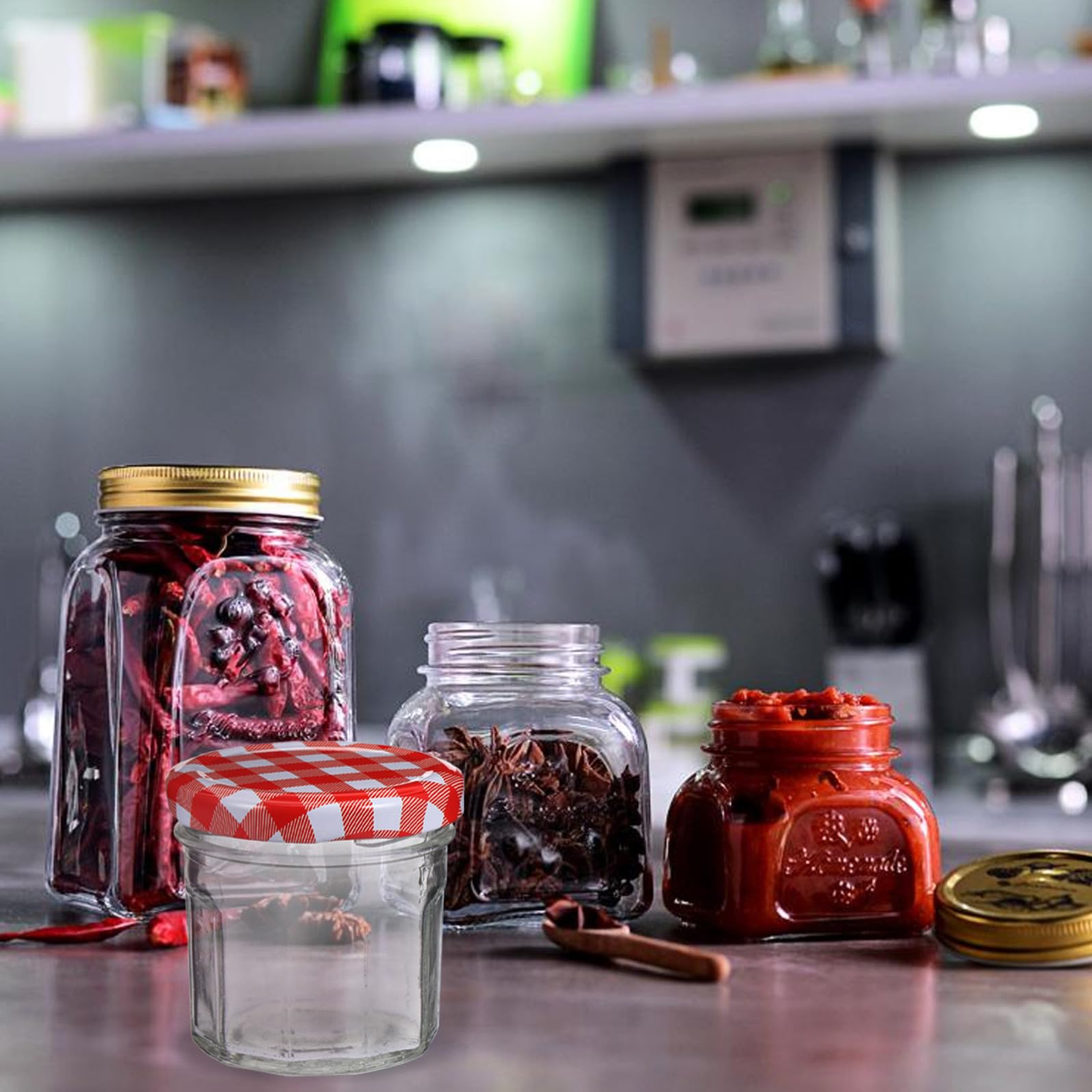 Zerodeko 12piezas Frascos De Vidrio para Almacenar Mermelada Tarros con Tapa Recipientes De Vidrio para Almacenar Miel y Encurtidos Cocina