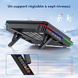 IETS GT600 - Tappetino di raffreddamento RGB per computer portatile con ventola turbo gigante (14 cm di diametro), in schiuma sigillata per un raffreddamento rapido, raffreddamento del computer - 8