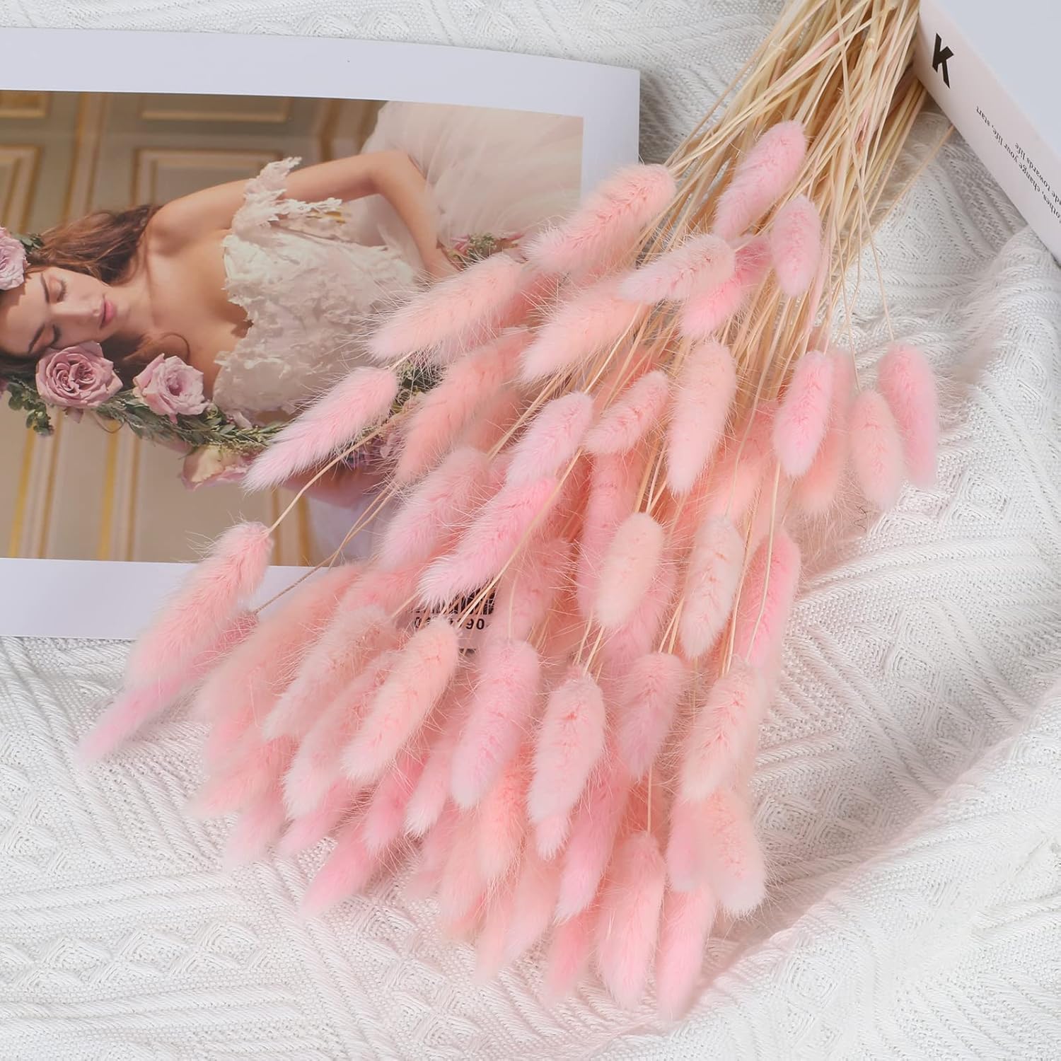 120 Pcs Natürliche Trockenblumen Pampasgras Getrocknet Blumen Klein Pampas Gras Pampasgras Trockenblumen Schilfgras für Hochzeit Hause Party Wedding Büro Fotografie Vase Deko Rosa