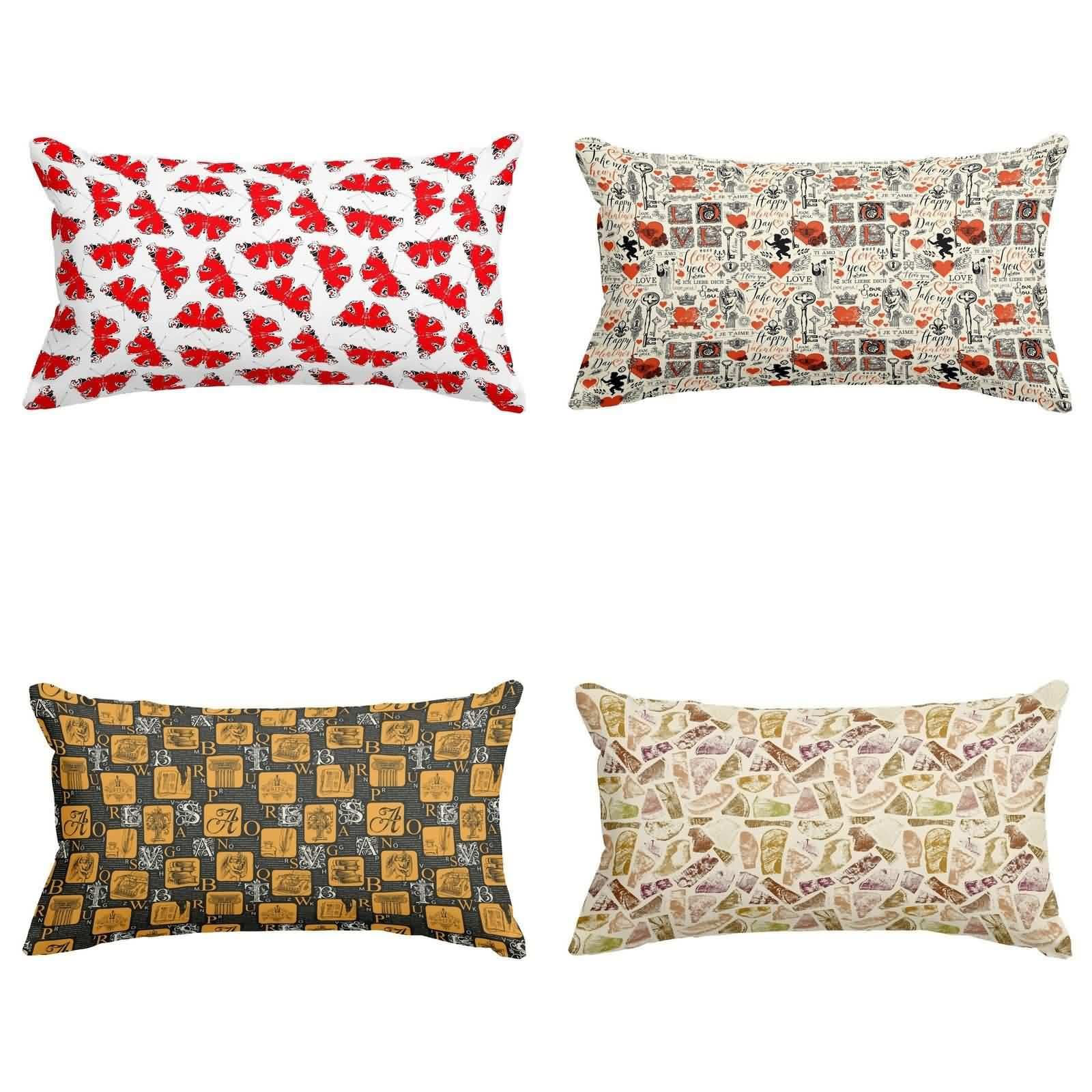 Housse de coussin hippie rectangulaire et taie d'oreiller carrée en soie art rétro 50x75cm lot de 4