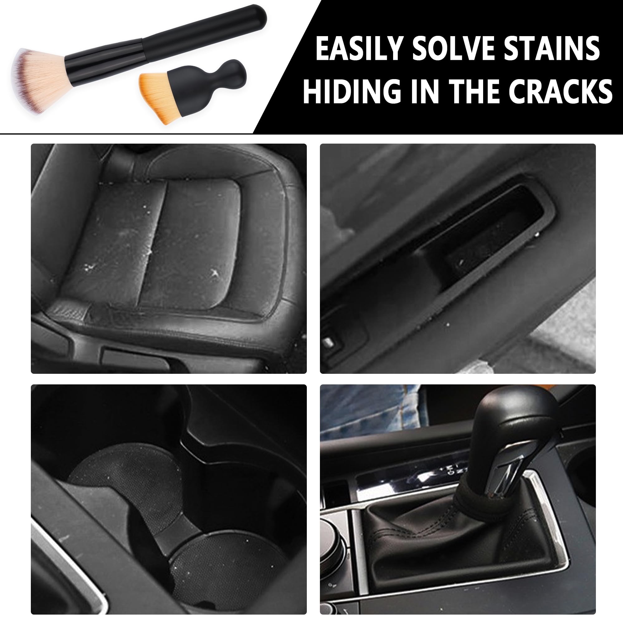 Lot De 2 Brosses à Double Tête Pour Nettoyage De Voiture, Intérieur De Voiture, Brosse à Poussière Pour Climatiseur, Stores, Clavier, Brosse De Détail Extérieure à Poils Doux Pour Siège De Voiture
