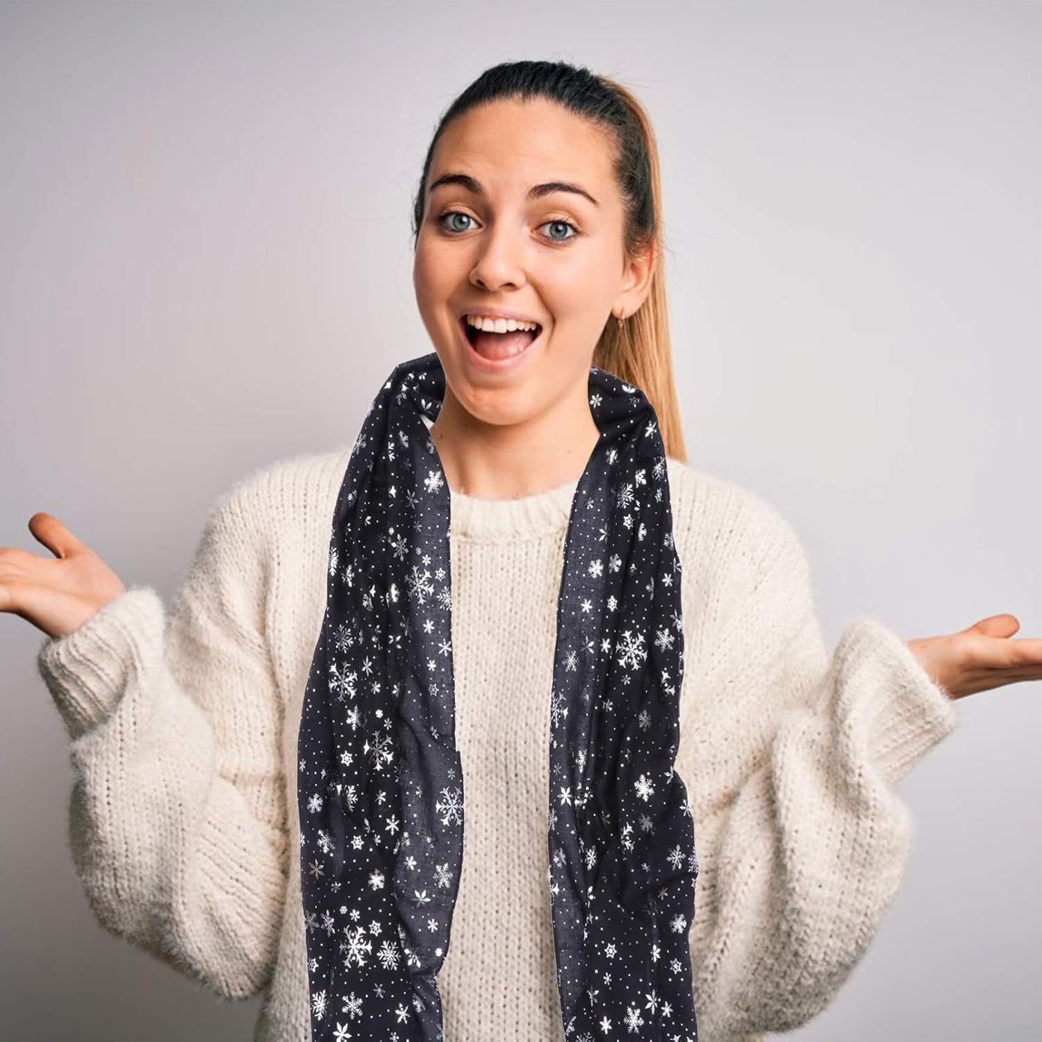 GALPADA Xmas Costume Accessories Snowflake Sheer Scarves Lightweight Winter Xmas Collection Scarf Holiday Decorative - Image 6