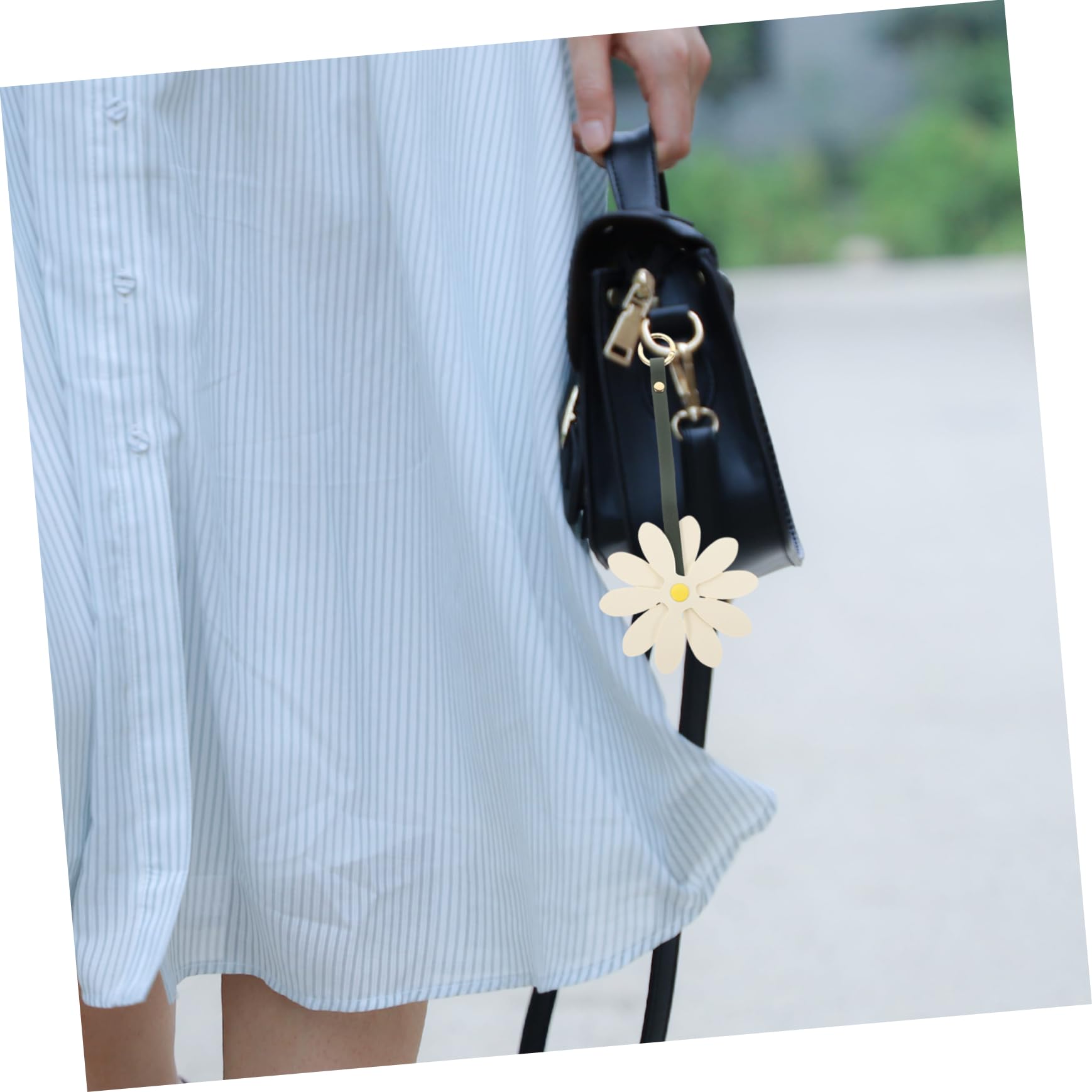minkissy Gänseblümchen Schlüsselanhänger Paar Taschenanhänger Geldbörsen Schlüsselbund Geldbeutel Liebe Schlüsselanhänger-Anhänger Taschenschlüssel Dekoration PU-Leder Weiß