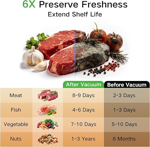 Miniatura 4 de Sellador al vacío de acero inoxidable para alimentos (máquina selladora al vacío de metal + 10 bolsas selladoras al vacío), sellador al vacío