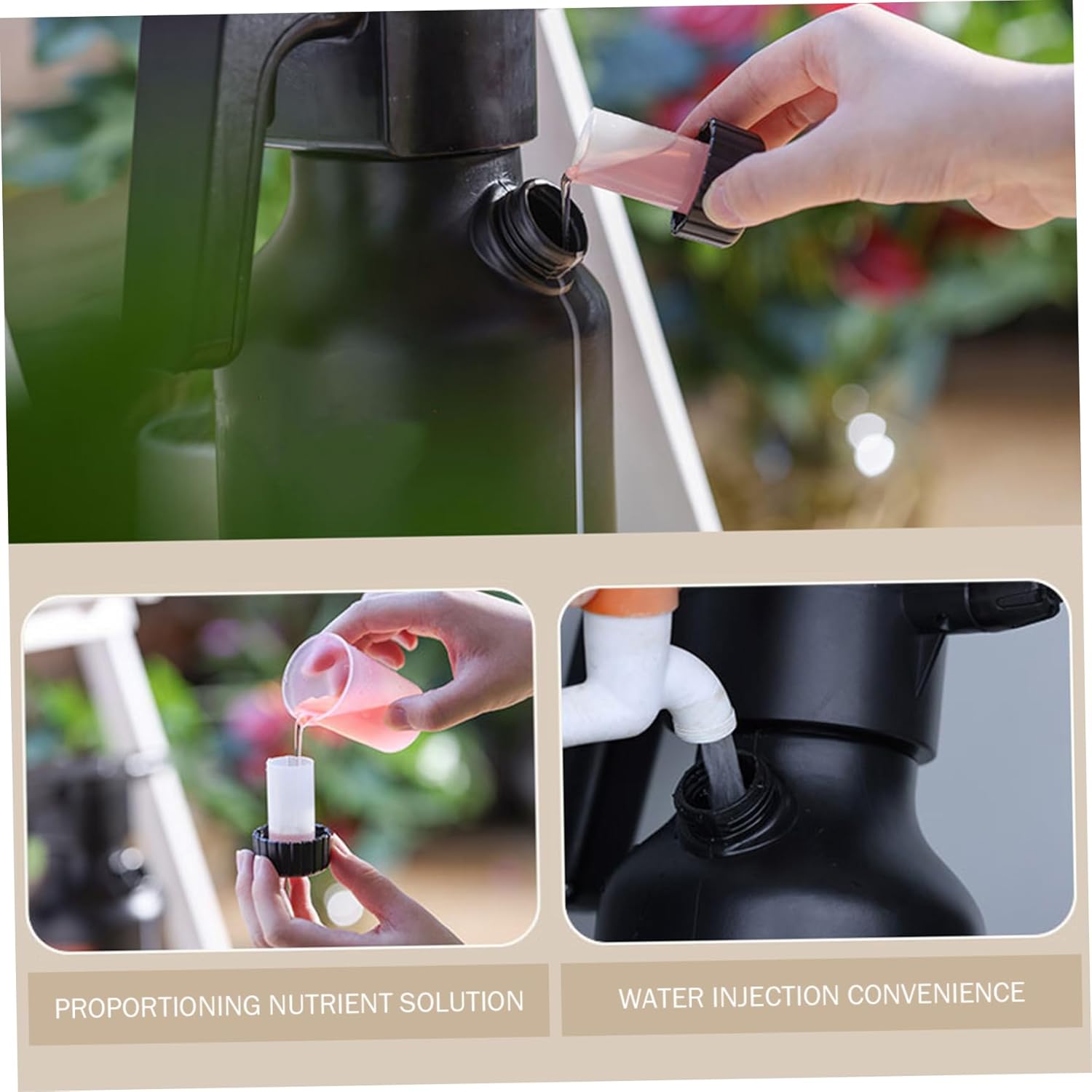 Electric Sprayer - Battery Powered Pump Sprayer with One-Button Operation, Adjustable Nozzle & Measuring Cup for Garden, Indoor Plants, Cleaning (Black)