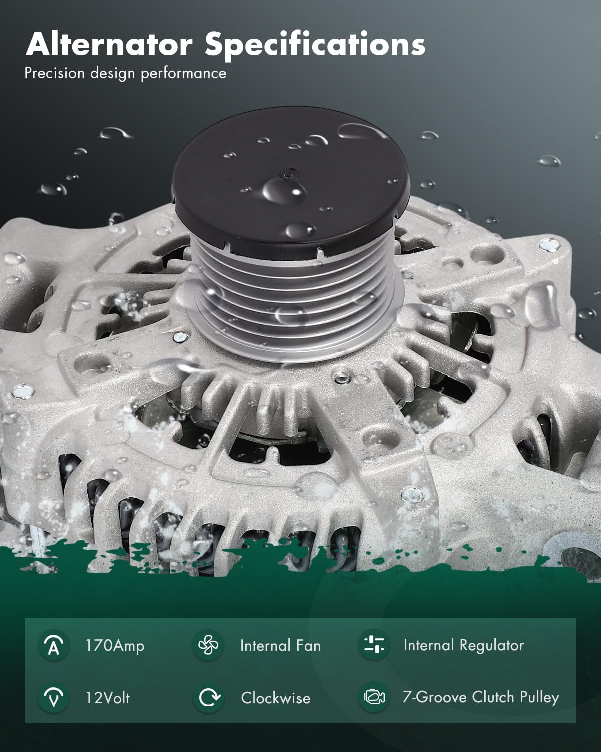 170A SCITOO Alternator New for BMW for 135i 3.0L 2011-2012,for BMW for 335i 3.0L 2011-2012,for BMW for 335i xDrive 3.0L 11-12,for BMW for X1 3.0L 2013 12V CW 7-Groove Clutch Pulley Ref: 104210-6052