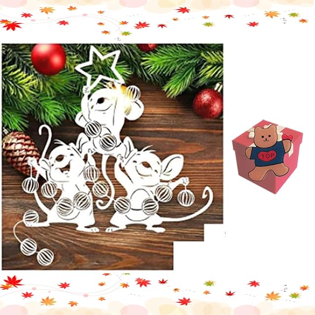 3 pcs Animal Mouse Metal Die Cuts, Christmas Wedding Love Mouse Bowtie Cutting Dies Cut Stencils for DIY Scrapbooking Album Decorative Embossing Paper Dies Card Making