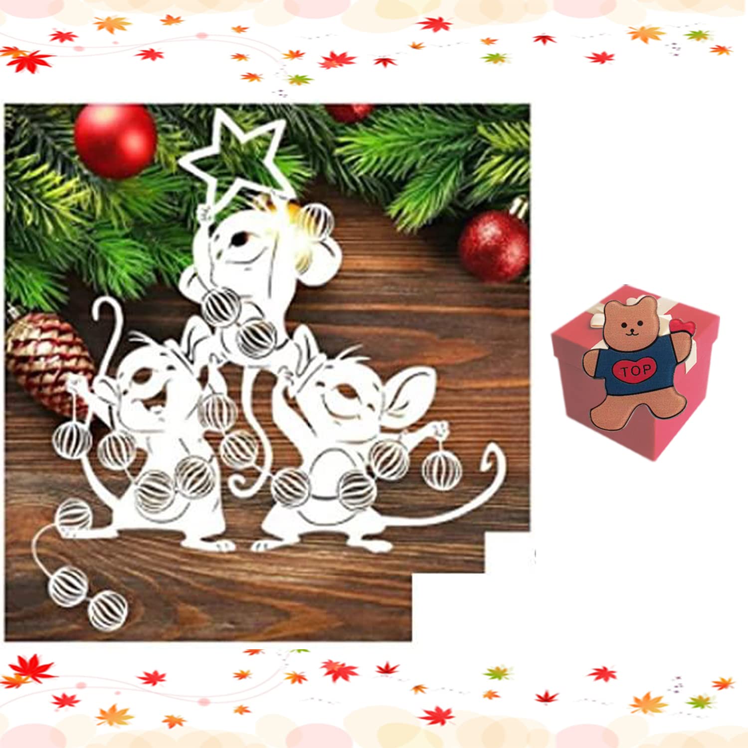 3 pcs Animal Mouse Metal Die Cuts, Christmas Wedding Love Mouse Bowtie Cutting Dies Cut Stencils for DIY Scrapbooking Album Decorative Embossing Paper Dies Card Making