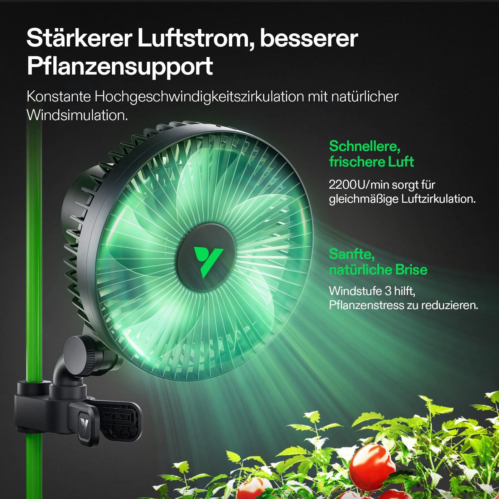 VIVOSUN AeroWave A6 Ventilator mit Clip 150 mm, Automatisch Oszillierend, Leise & Leistungsstark, Stabiler Rutschfester Clip, Umluftventilator für Growzelt & Hydroponik, 2er-Set