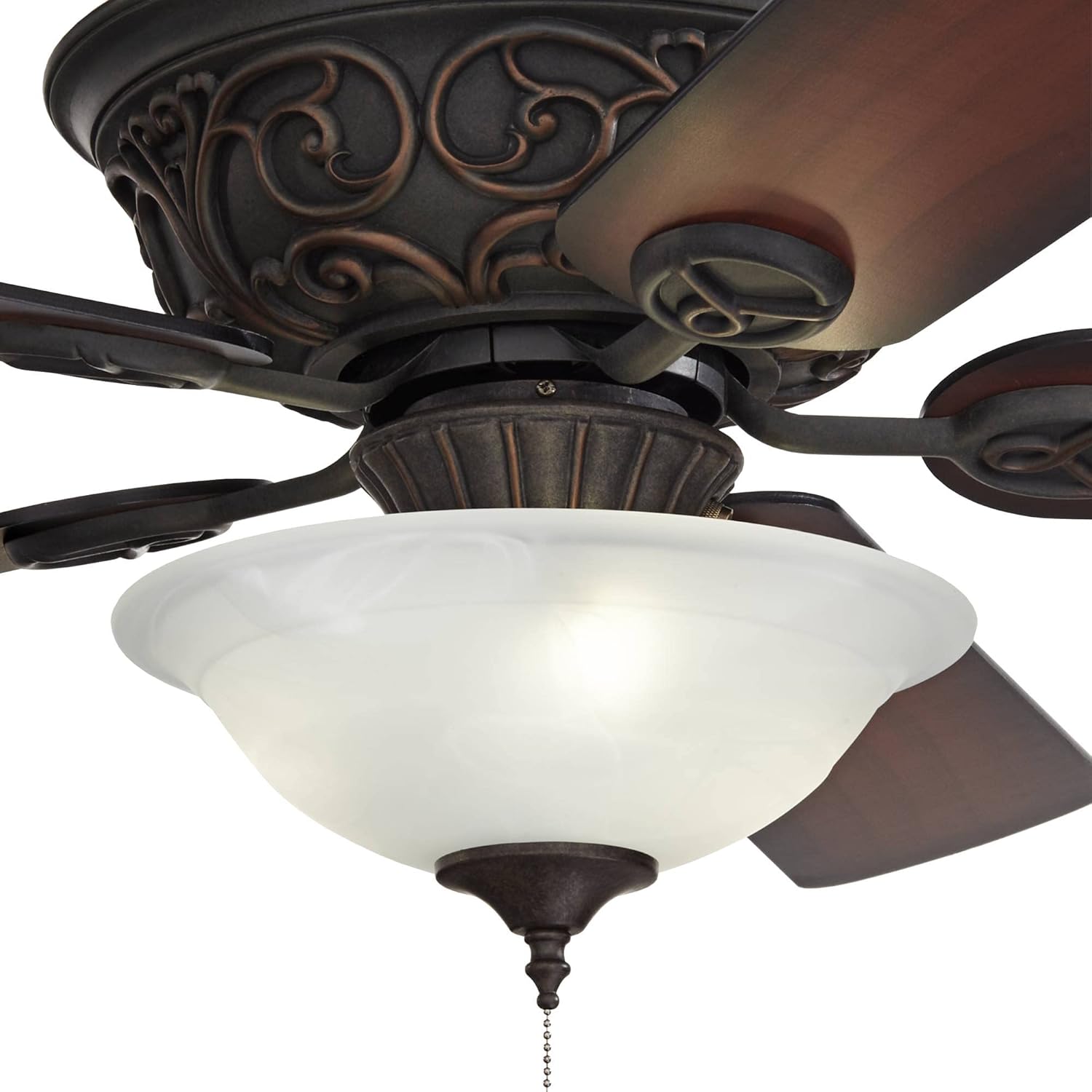 Casa Vieja 52" Contessa Industrial Rustic Indoor Ceiling Fan with LED Light Bronze Copper Cherry Alabaster Glass Bowl for Living Kitchen Home Kids Room Office Bedroom Family Dining House