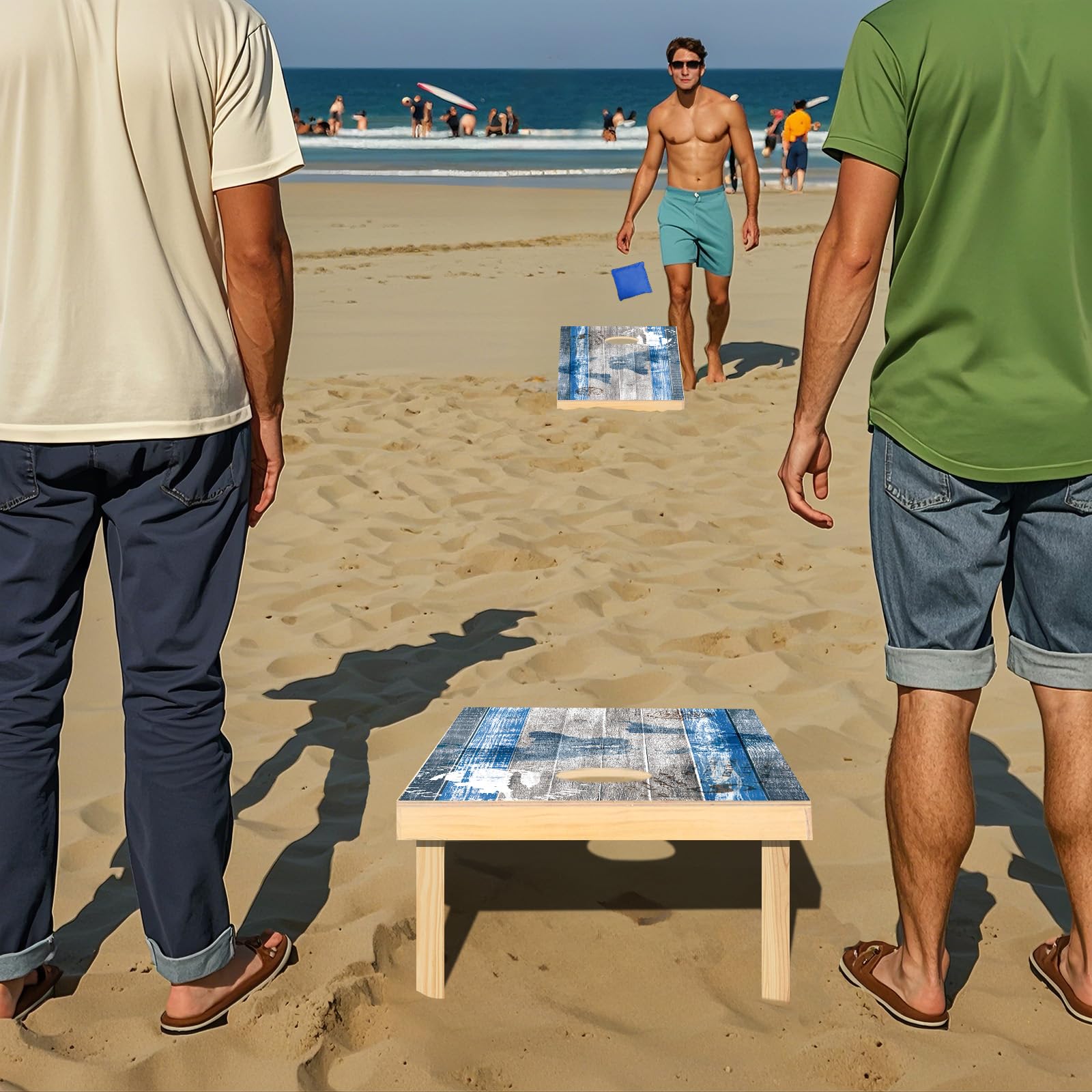 Cornhole Boards Set, 3 x 2 Fuß Maisloch-Sets mit 8 Sitzsäcken und Tragetasche, Maislochwurfspiel für drinnen und draußen spielen