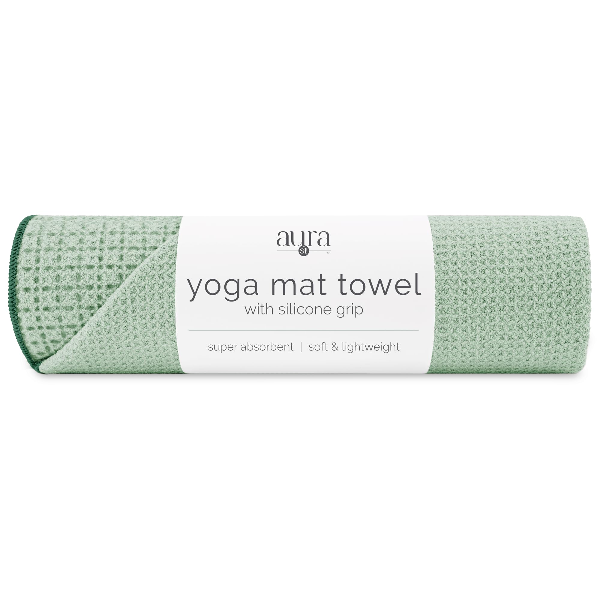 S&amp;T INC. Aura Microfiber Yoga Mat Towel with Grip, 24" x 72", Green
