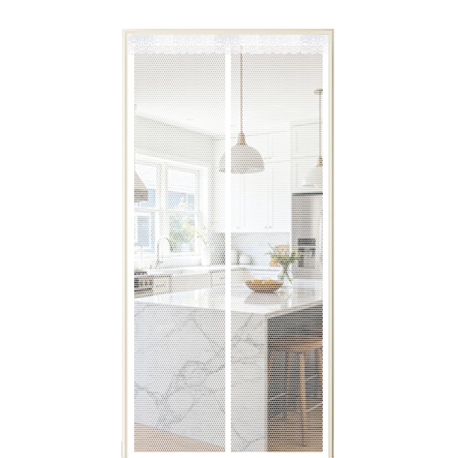 Xuehmin White Screen Door 295 X 255 Cm Self Sealing Powerful Magnets Heavy Duty Fly Screen Mesh With Powerful Magnets & Full Frame Magic Tape Suitable For Patio Doors Balcony Bedroom,