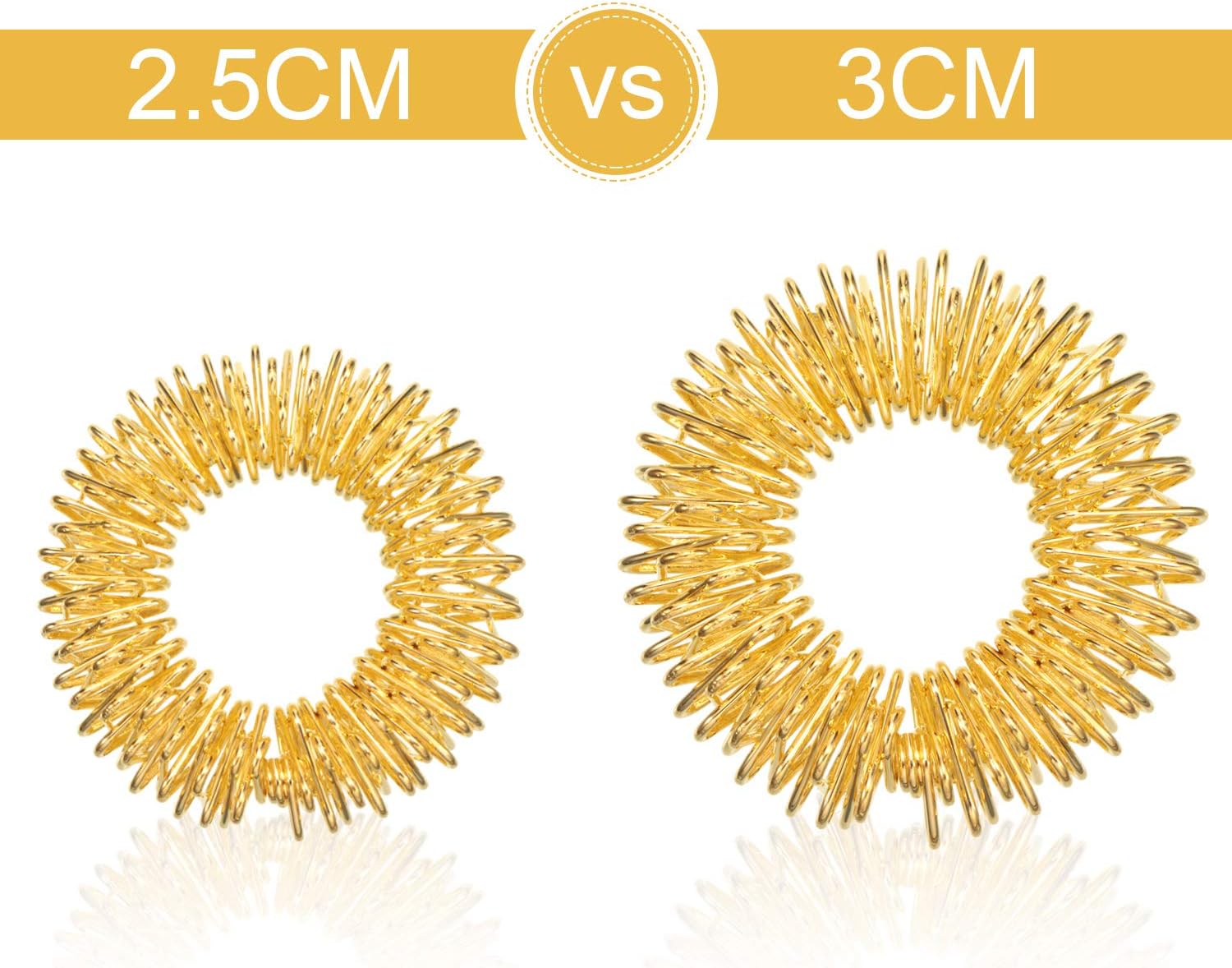 Blulu 30 Pack Spiky Finger Sensory Ring Gold Silver Acupressure Rings for Fingers Stress Relief Massager Toys for Teens Adults Silent Stress Reducer(3 cm/ 1.18 Inch)