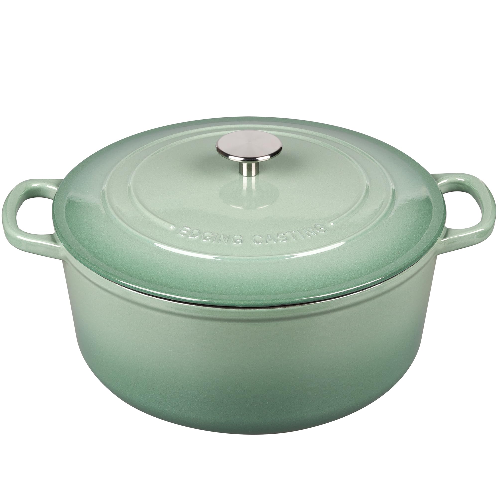 Photo 1 of EDGING CASTING Enameled Dutch Ovens Cast Iron Dutch Oven Pot with Lid for Bread Baking, Cook, Dual Handle, 7 Quart, Sage Green