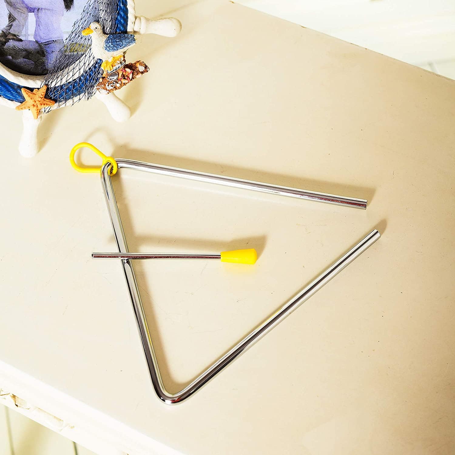 Instrument de musique triangulaire de 15,2 cm, percussion triangulaire, instrument musical triangulaire avec maillet, pour maternelle, éducation musicale précoce