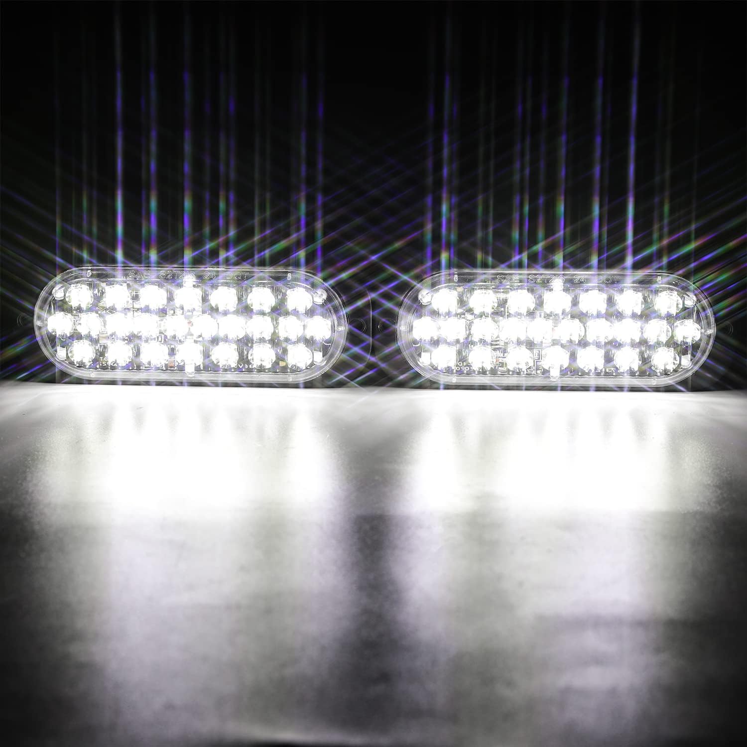 LINKITOM White Oval Aluminum Housing Ultra Slim Reverse Trailer Tail Light Kit, 24-LED Back Up Tail Lights for Boat Trailer Truck RV [Surface Mount] [DOT Certified] [IP67]