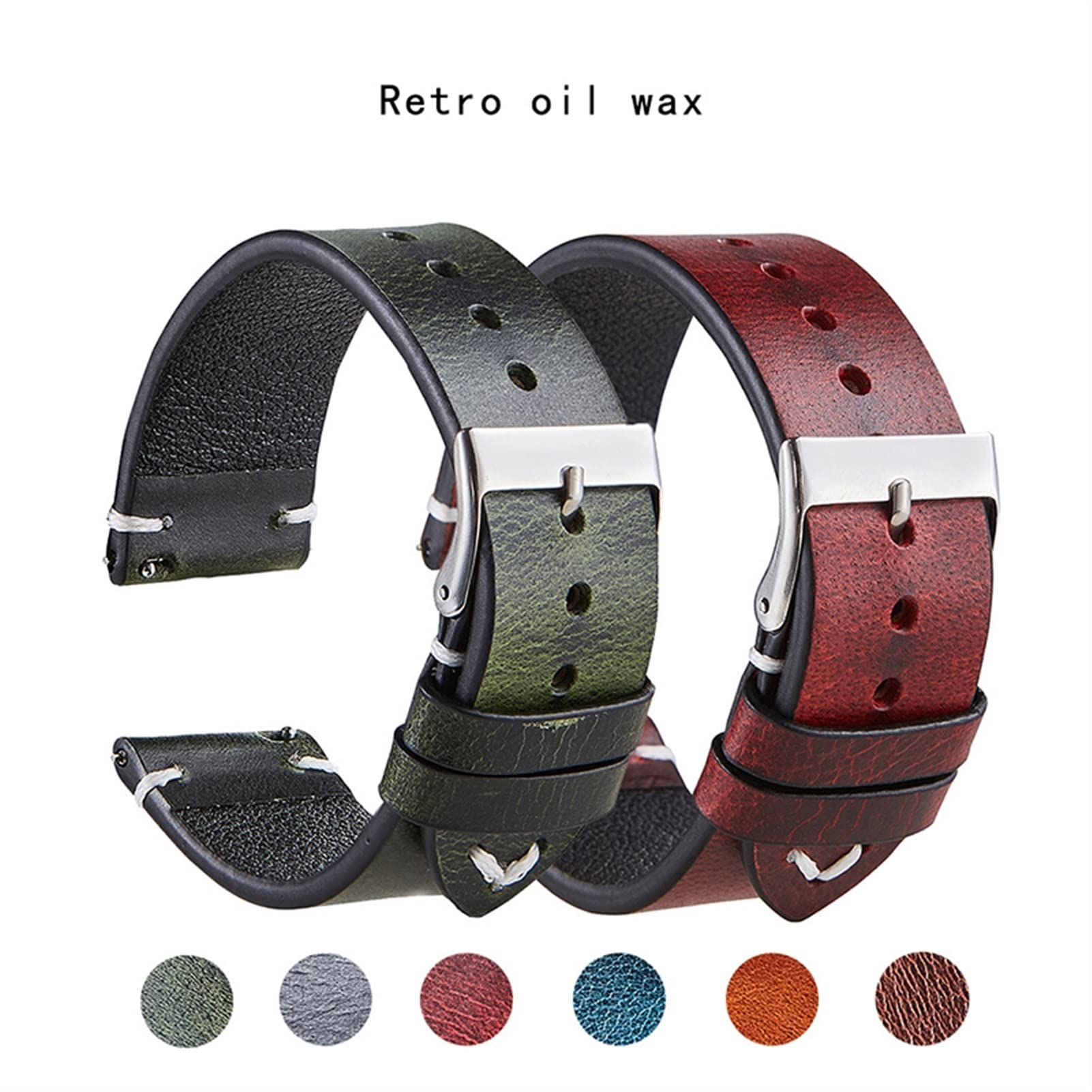 Do zegarka Rox Classic Vintage Oil Wax Watch Band 20mm 22mm Quick Release Prawdziwy skórzany pasek