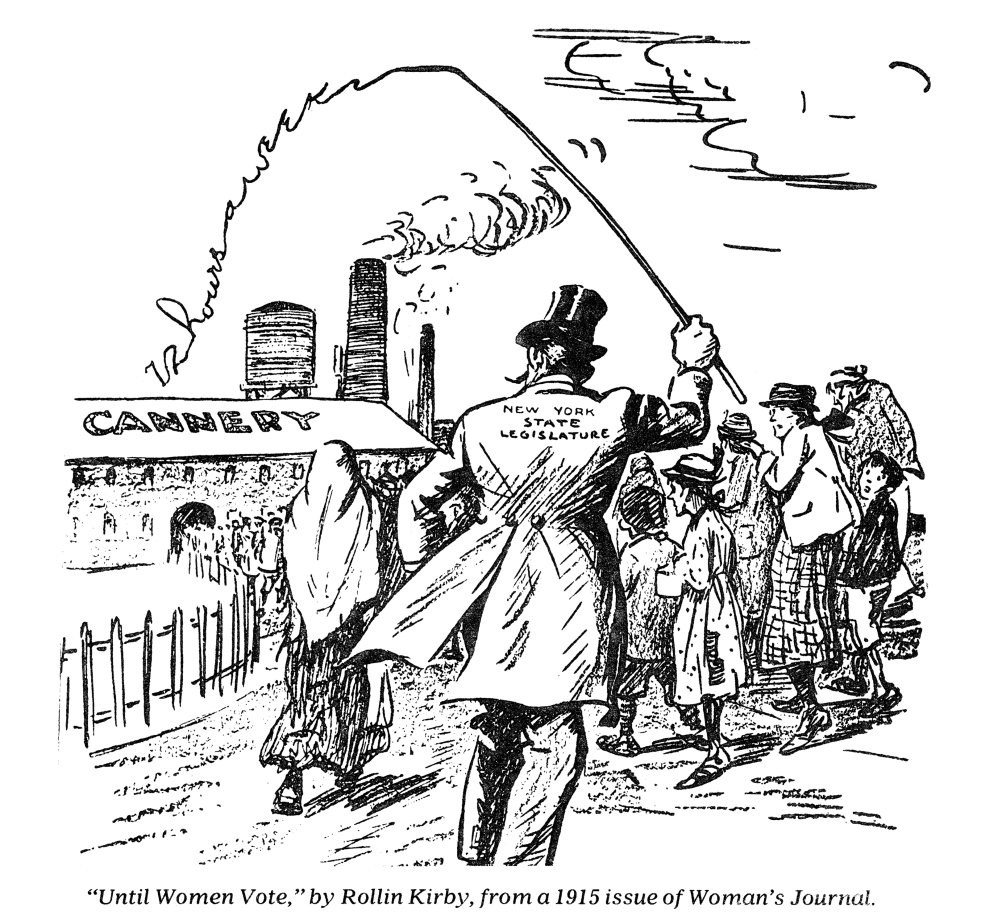 Cartoon Suffrage 1915 Nuntil Women Vote American Cartoon Suggesting That Womens Suffrage Will Bring An End To Intolerable Working Conditions Such As A 72 Hour Work Week And Child Labor Cartoon By Roll